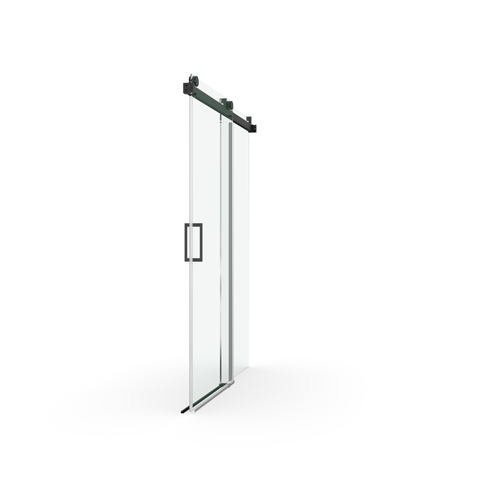 56" - 60" W x 76" H Frameless Soft-closing Single Sliding Shower Door, 3/8" (10mm) Tempered Glass, Matte Black