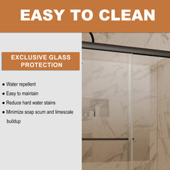 50in. -54 in. x 72 in. Traditional Sliding Shower Door in Matte black with Clear Glass
