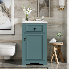 AISU 20" Modern Bathroom Vanity with Ceramic Sink, Green + 1 Door