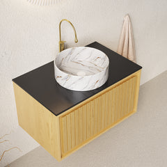 30" Wandmontierter Badezimmerwaschtisch mit Waschbecken 