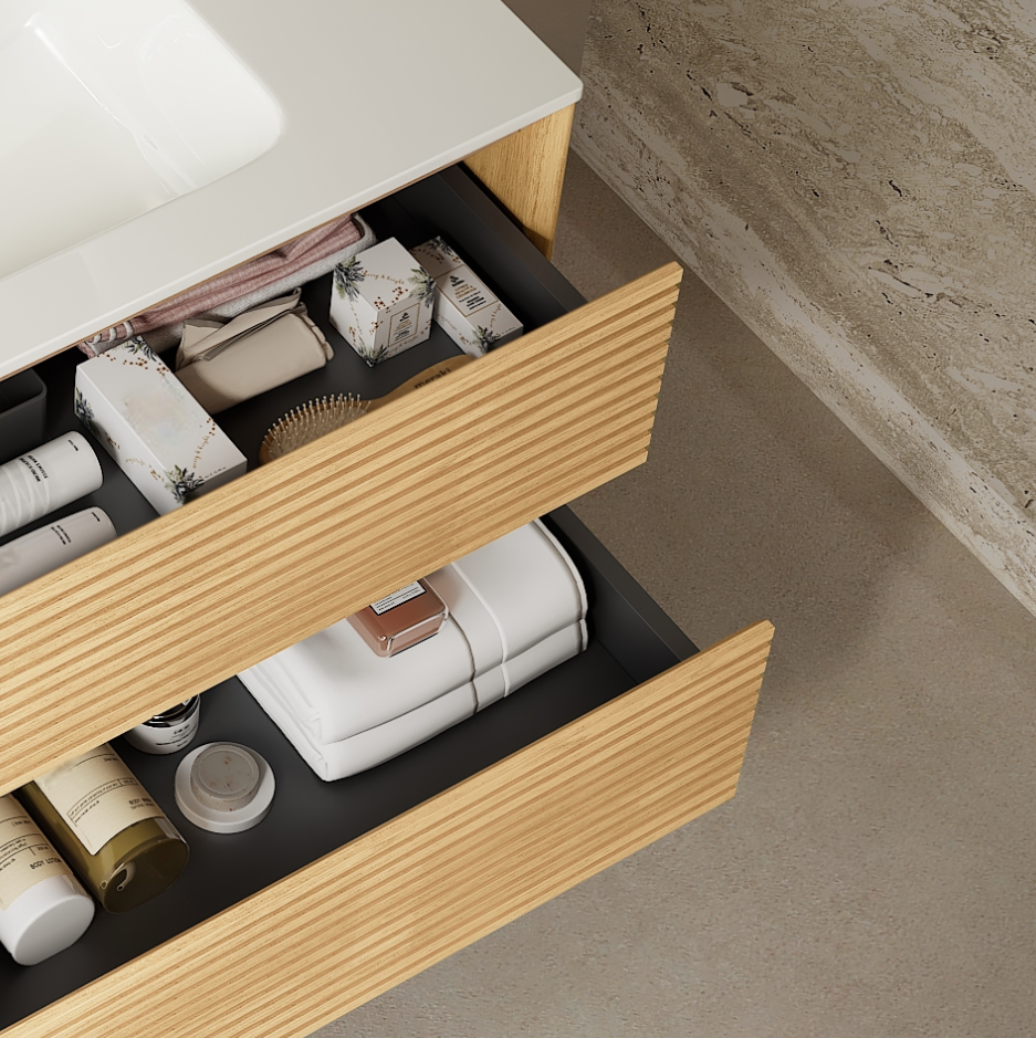 24" Wall-Mounted Bathroom Vanity with Ceramic Sink