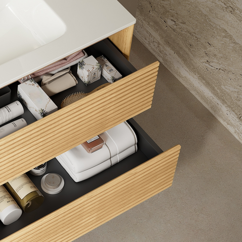 24" Wall-Mounted Bathroom Vanity with Ceramic Sink