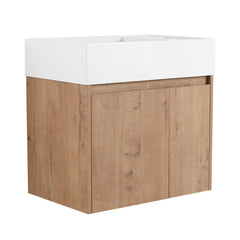 AISU 24 Inch Bathroom Cabinet With Sink, Soft Close Doors, For Small Bathroom, Imitative Oak