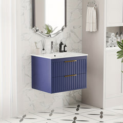 Meuble-lavabo mural blanc AISU de 24 po avec lavabo