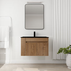 AISU 30" Bathroom Vanity With Black Ceramic Basin and Adjust Open Shelf(KD-PACKING)