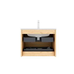 24" Wall-Mounted Bathroom Vanity with Ceramic Sink