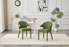 AISU, Boucle Fabric Hug Chair - Upholstered Armchair with High-Resilience Sponge & Metal Legs, Suitable for Hotel, Dining Room, Cafe, Study & Bedroom (Green, Set of 2)