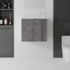 AISU 22 Inch Floating Bathroom Vanity with Sink, Soft-Close Door, Ceramic Sink, Grey