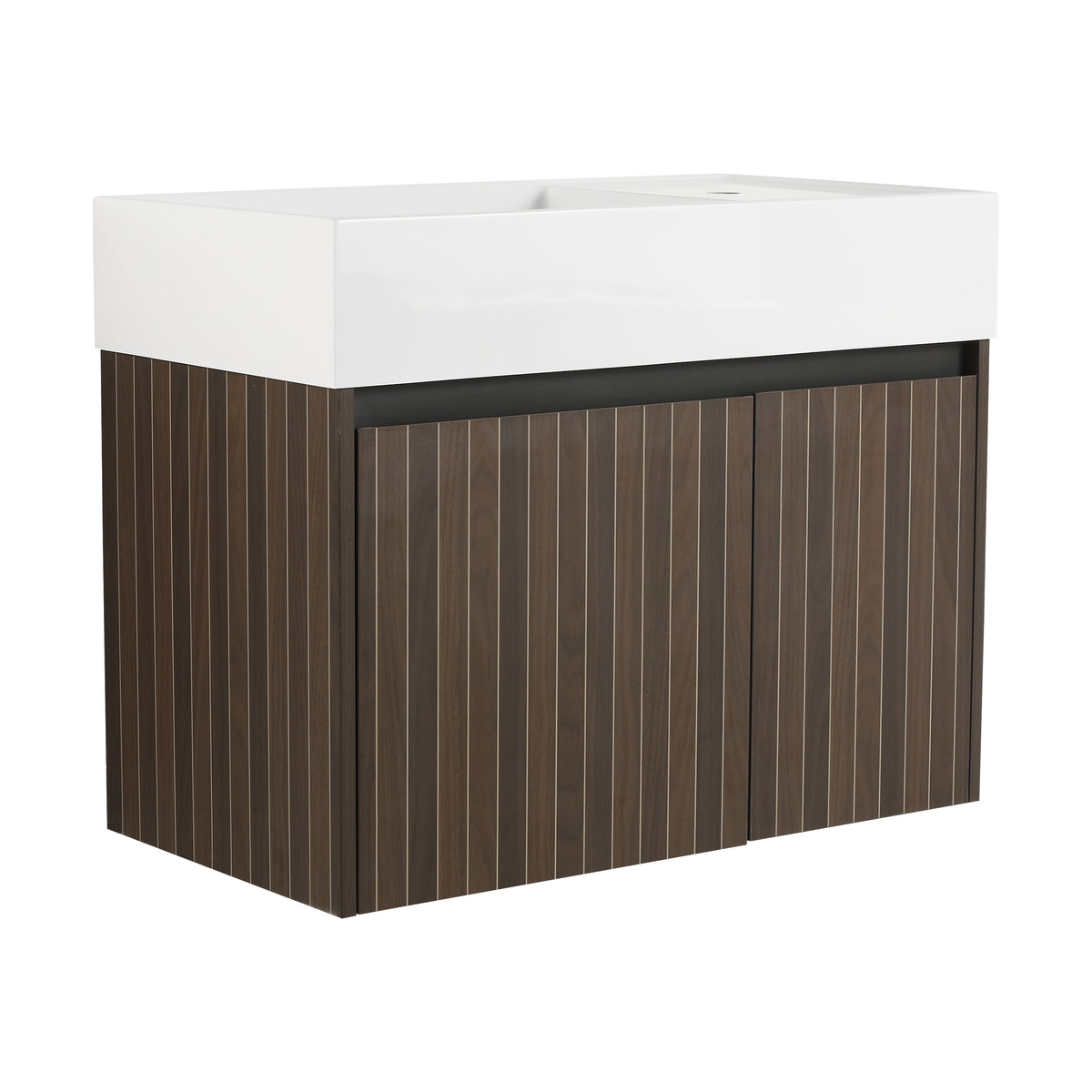 AISU 30 Inch Bathroom Cabinet With Sink, Soft Close Doors, For Small Bathroom, Silver-Brown Stripe