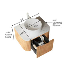 Meuble-lavabo AISU avec lavabo, couleur bois Natura