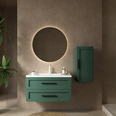Meuble-lavabo mural moderne en céramique blanche de 91 cm (36 po) avec lavabo, sans robinet, vert 