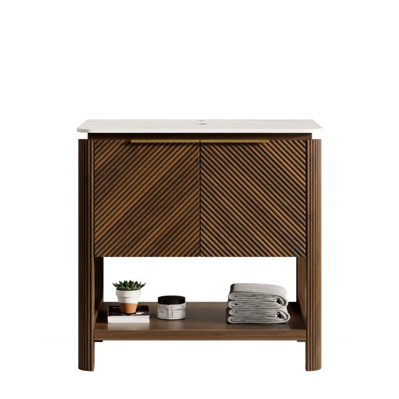 AISU 30" Freestanding Cabinet without Basin, with Double Doors, Walnut Woodgrain Color