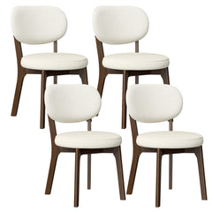 AISU, Solid Wood Dining Chairs Set of 4, Walnut Finish Frame with Beige Upholstered Seating, Farmhouse Kitchen & Dining Room Chairs with X-Shaped Metal Reinforcement, Easy Assembly
