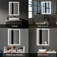 Miroir de salle de bain mural vertical à LED AISU avec fonction antibuée et luminosité réglable