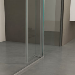 Porte de douche coulissante sans cadre 56"-60" l x 70/76" H, avec verre trempé de qualité supérieure de 3/8" (10 mm) / 5/16" (8 mm), revêtement double face facile à nettoyer, finition chromée avec tampon