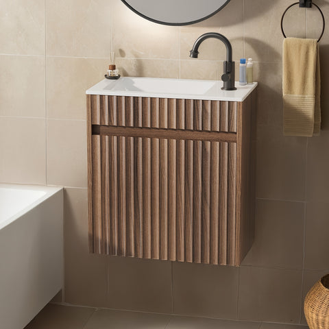 AISU 18" Wandmontierter gestreifter Badezimmerwaschtisch mit Waschbecken