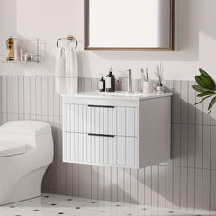 Meuble-lavabo mural blanc AISU de 24 po avec lavabo