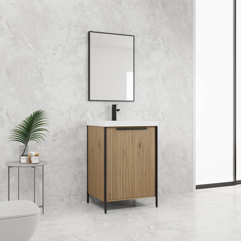 AISU 24' Freestanding Bathroom Vanity with Resin Sink & Soft-Close Doors