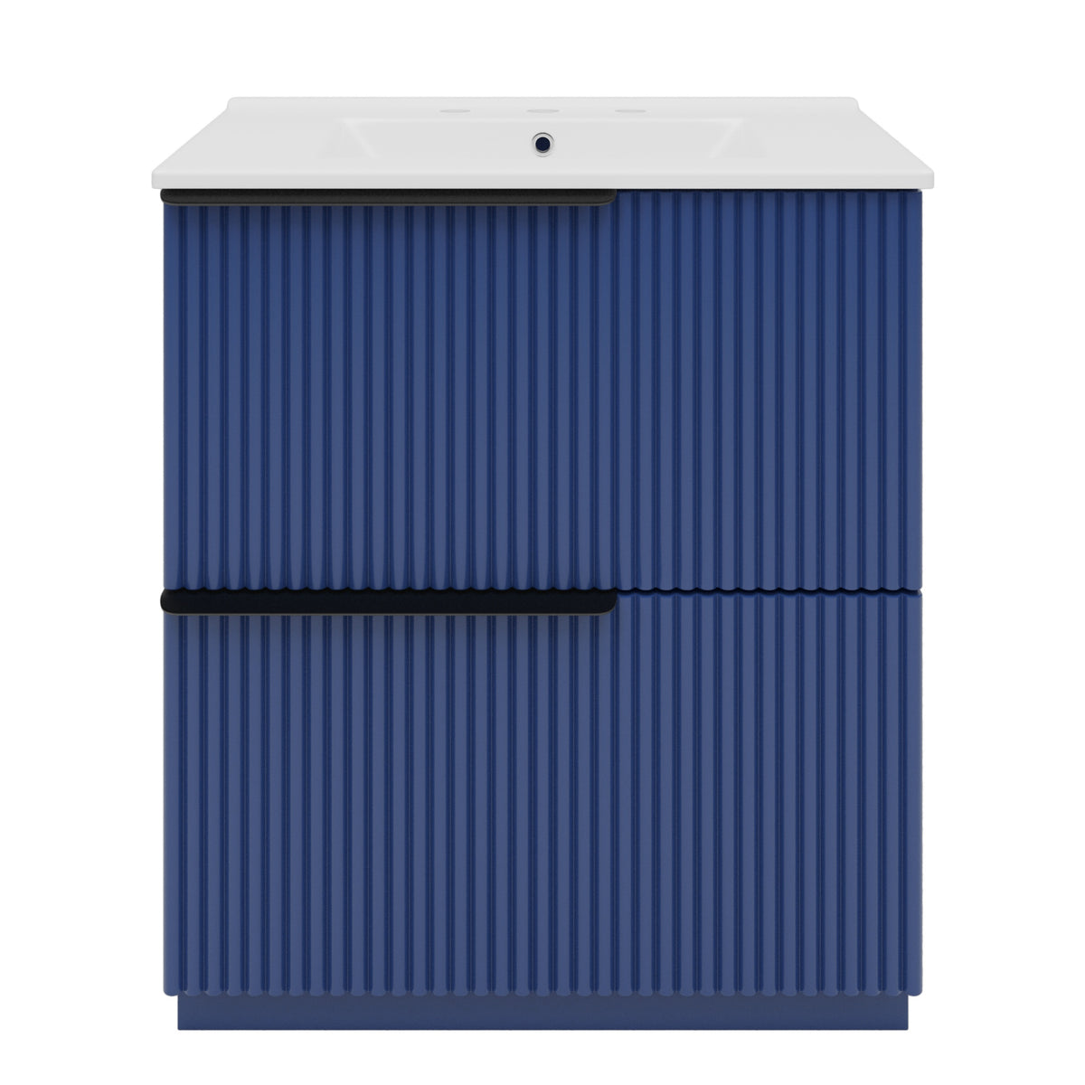 AISU 30" Fluted Design Freestanding Bathroom Vanity with Ceramic Sink, Blue