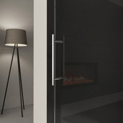 Porte de douche coulissante sans cadre 56"-60" l x 70/76" H, avec verre trempé de qualité supérieure de 3/8" (10 mm) / 5/16" (8 mm), revêtement double face facile à nettoyer, finition chromée avec tampon