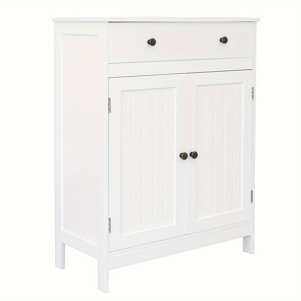 Badezimmer-Aufbewahrungsschrank-Set – Badezimmer-Waschtisch mit Doppelrollladentür und Soft-Close-Schublade (weiß)