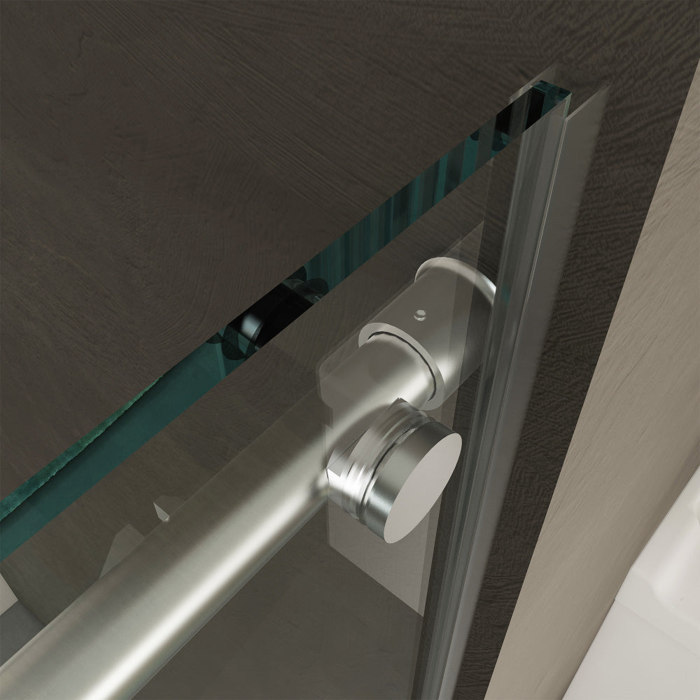 56"-60" B x 70/76" H Rahmenlose Schiebetür für die Dusche, mit hochwertigem 3/8" (10 mm) / 5/16" (8 mm) dickem gehärtetem Glas, beidseitig leicht zu reinigende Beschichtung, Chromoberfläche mit Puffer