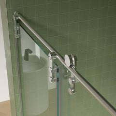 56"-60" B x 70" H Rahmenlose Duschschiebetür mit Handtuchhalter, hochwertiges 5/16" (8 mm) dickes gehärtetes Glas, beidseitig leicht zu reinigende Beschichtung, gebürstetes Nickel-Finish mit Puffer 