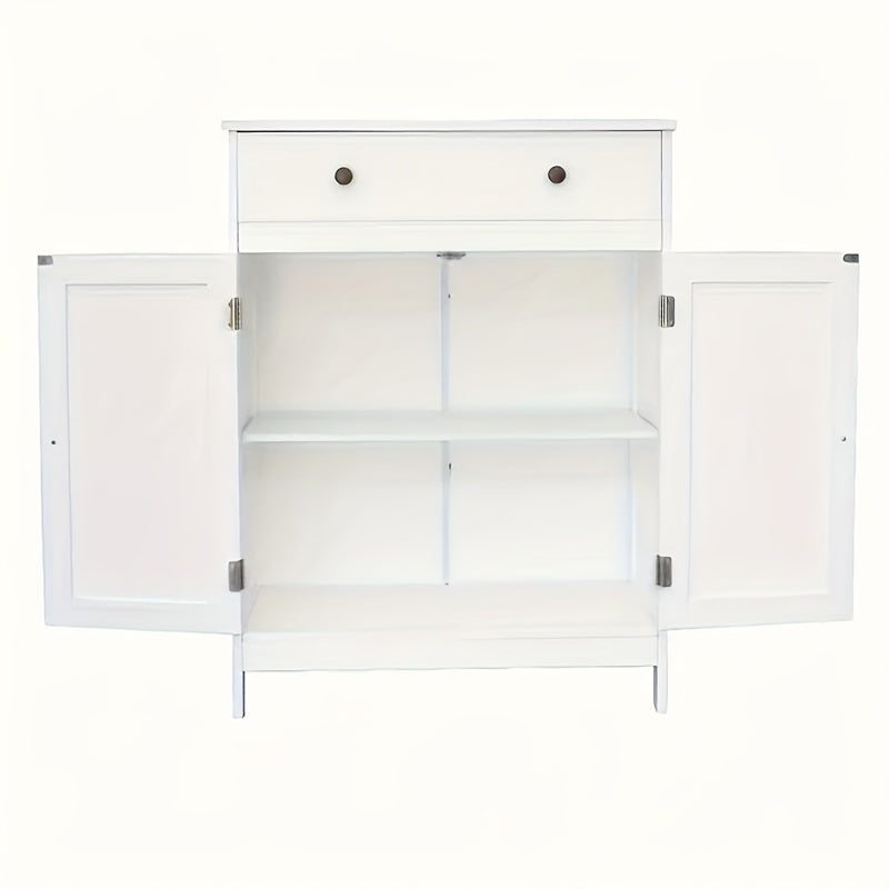 Badezimmer-Aufbewahrungsschrank-Set – Badezimmer-Waschtisch mit Doppelrollladentür und Soft-Close-Schublade (weiß)