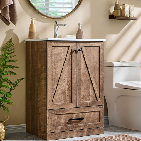AISU 24" Farmhouse Badezimmer-Waschtisch mit Waschbecken