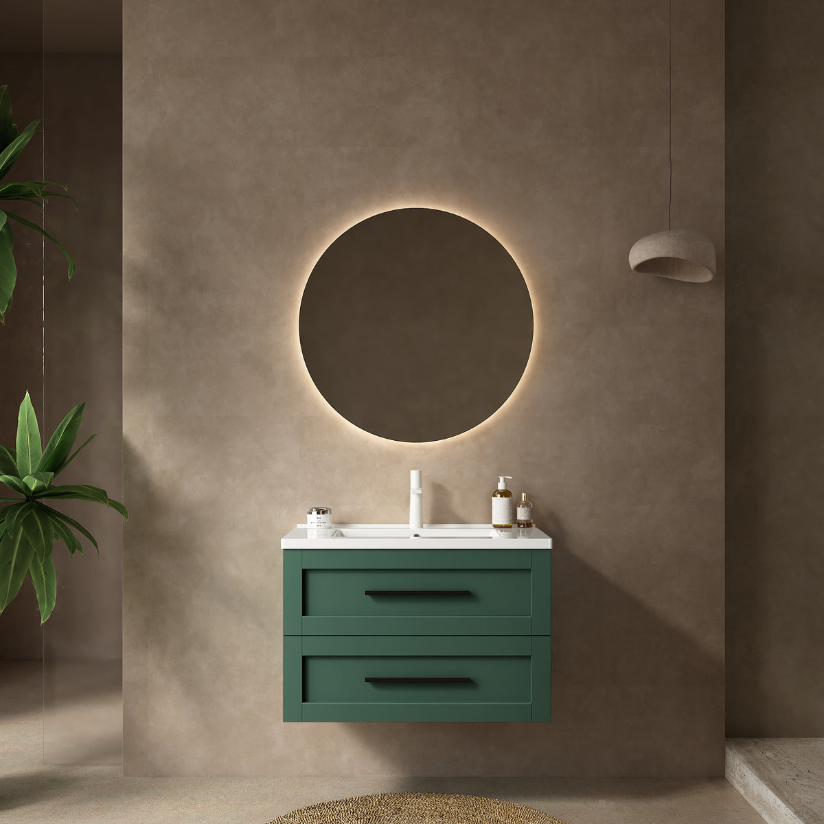 30" Badezimmerwaschtisch mit Waschbecken, Farbe Grün 
