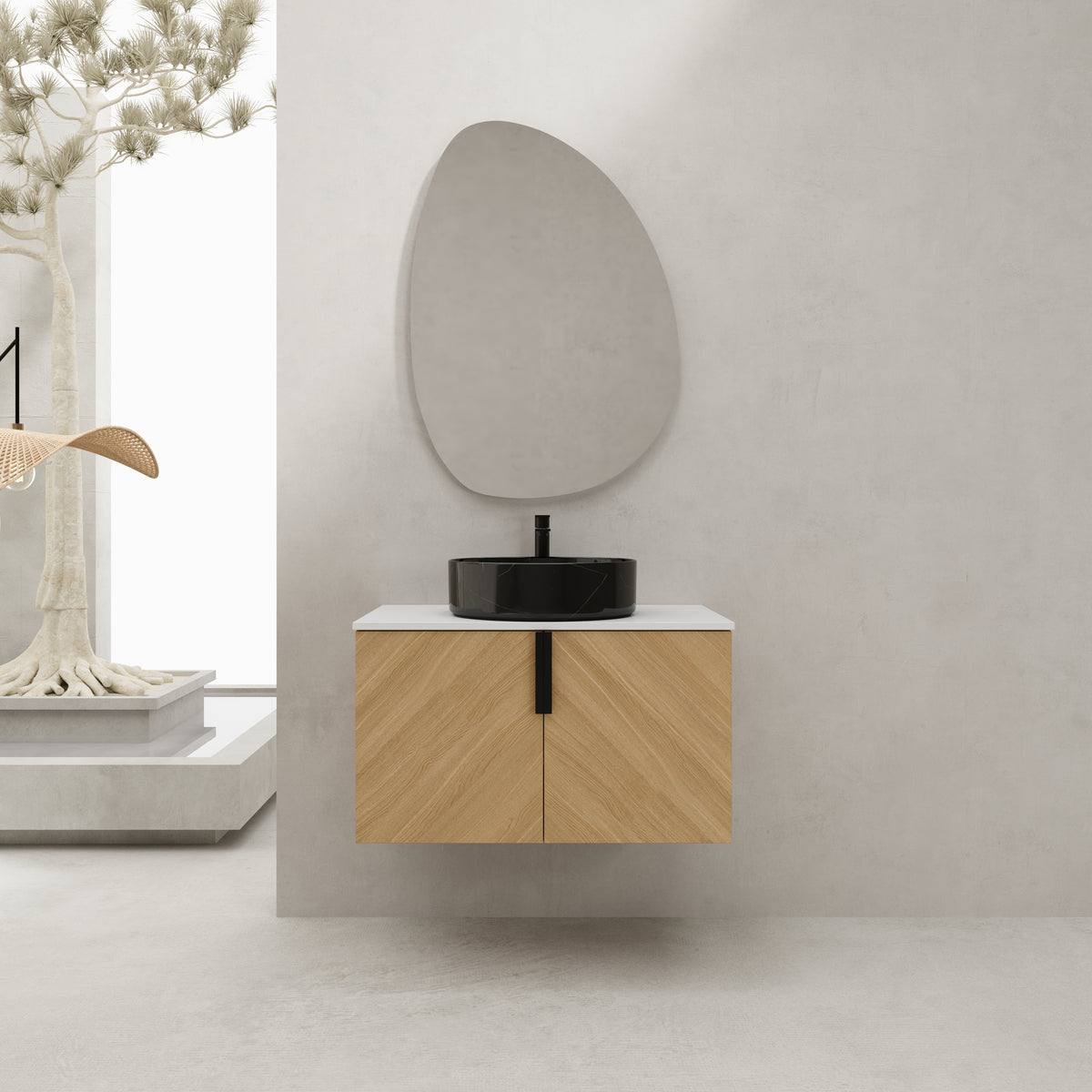 AISU 30" Wall-Mounted Bathroom Vanity With Top Ceramic Art Sink and Artificial Stone Slab, 2-Soft Close Door (KD-Packing)