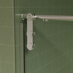 56"-60" B x 70" H Rahmenlose Duschschiebetür mit Handtuchhalter, hochwertiges 5/16" (8 mm) dickes gehärtetes Glas, beidseitig leicht zu reinigende Beschichtung, gebürstetes Nickel-Finish mit Puffer 