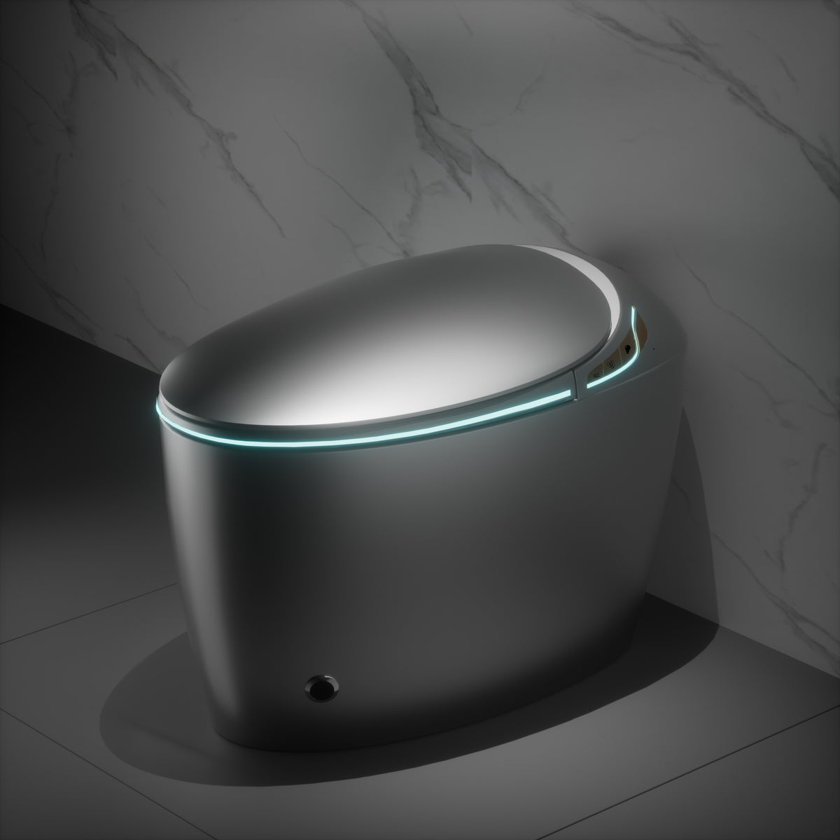 AISU Unique Smart Toilet with Bidet Built In, Intelligent One Piece Toilet For Modern Bathroom, Auto Open/Close Seat, Foot Sensor, LED Display,Night Light, Warm Water & Dryer, Grey