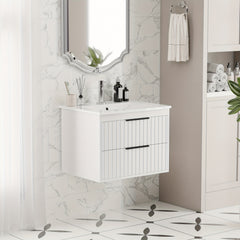 Meuble-lavabo mural blanc AISU de 24 po avec lavabo