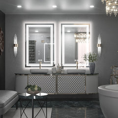Miroir de salle de bain mural vertical à LED AISU avec fonction antibuée et luminosité réglable