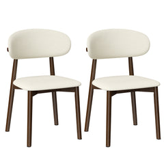 AISU, Solid Wood Dining Chairs Set of 2, Walnut Finish Frame with Beige Upholstered Seating, Farmhouse Kitchen & Dining Room Chairs with X-Shaped Metal Reinforcement, Easy Assembly