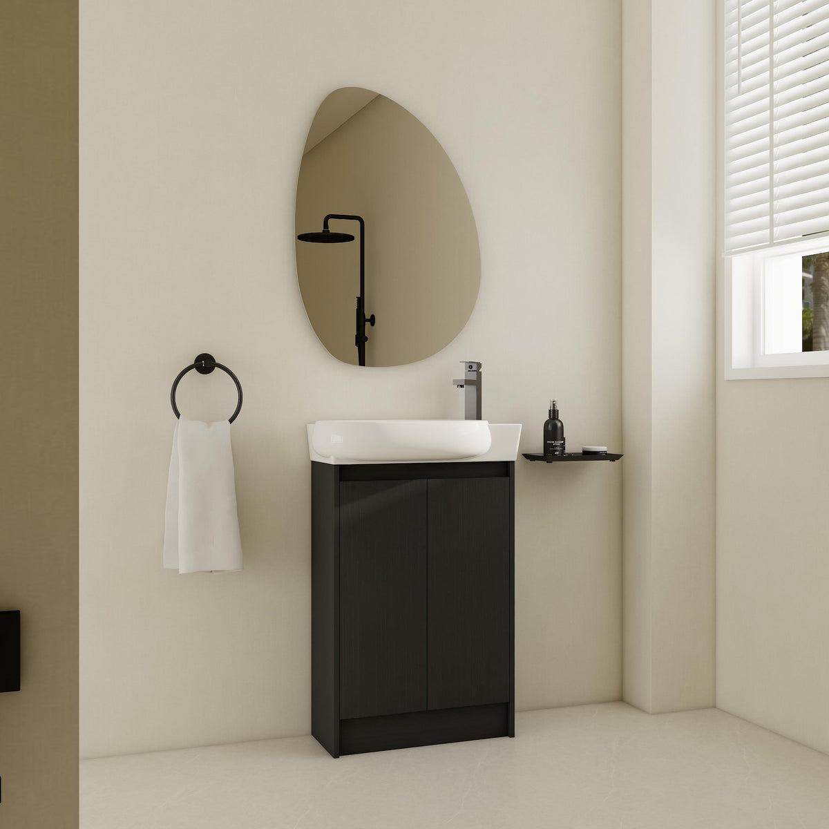 AISU 23' Freestanding Bathroom Vanity with Sink, Soft Close Doors, Black Chestnut