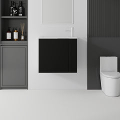 AISU 22 Inch Floating Bathroom Vanity with Sink, Soft-Close Door, Ceramic Sink, Black