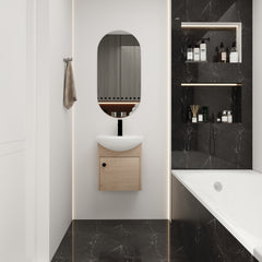 AISU 18" Wall Mounting Bathroom Vanity With Ceramic Sink