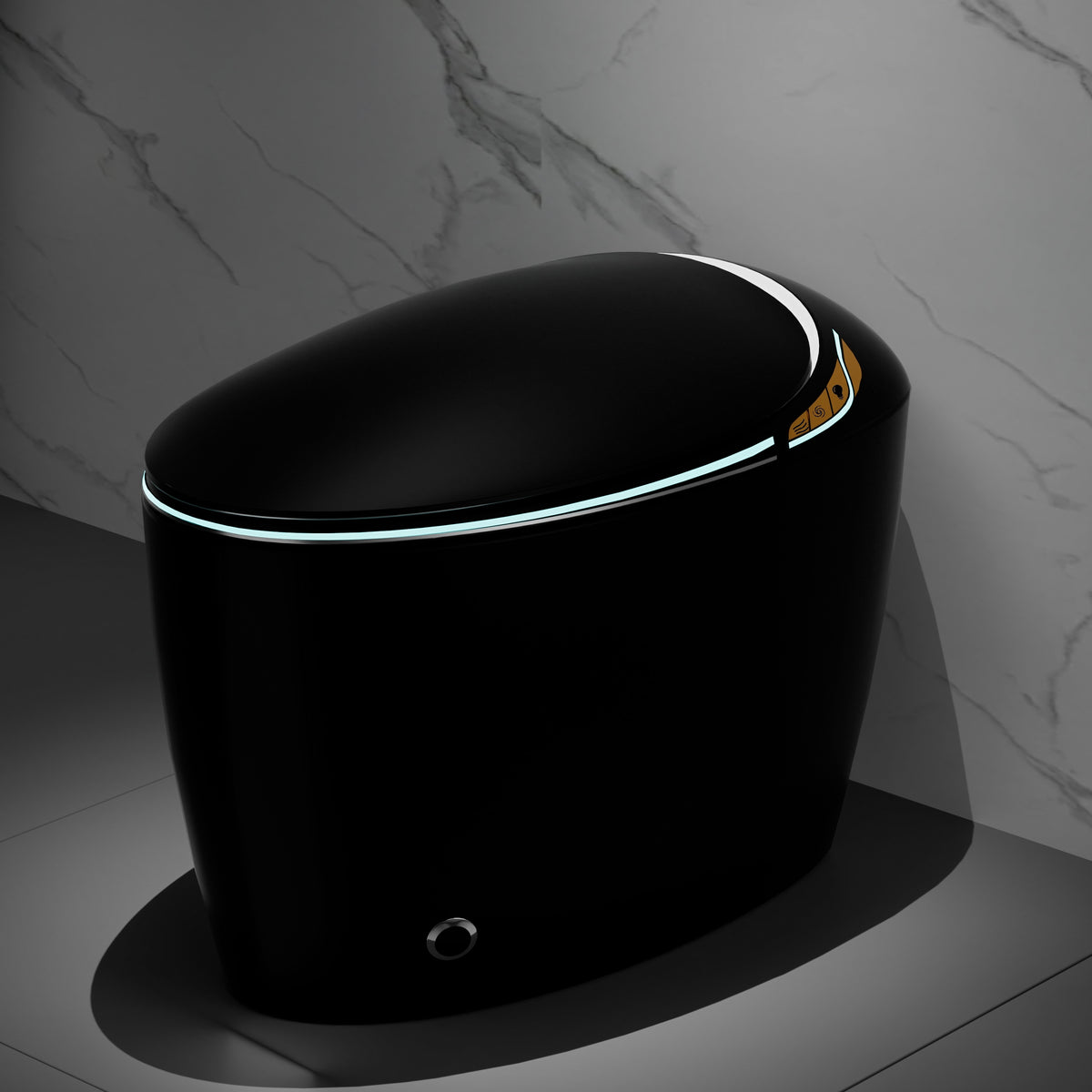 AISU Unique Smart Toilet with Bidet Built In, Intelligent One Piece Toilet For Modern Bathroom, Auto Open/Close Seat, Foot Sensor, LED Display, Night Light, Warm Water & Dryer, Black