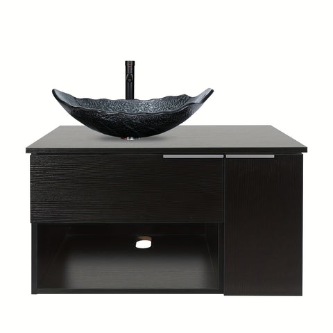 AISU 28" Moderner schwarzer Wandwaschtisch mit 1 Tür und 1 Schublade
