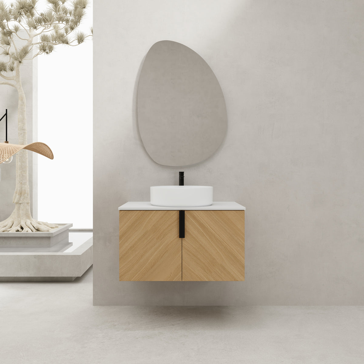 AISU 30" Wall-Mounted Bathroom Vanity With Top Ceramic Art Sink and Artificial Stone Slab, 2-Soft Close Door (KD-Packing)