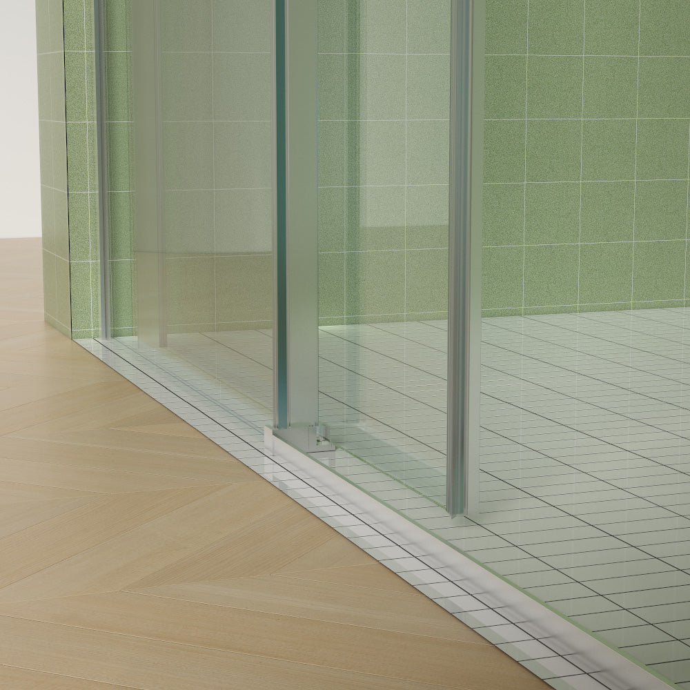 Porte de douche coulissante sans cadre avec porte-serviettes (56 à 60 po de largeur x 70 po de hauteur), verre trempé de qualité supérieure de 8 mm d'épaisseur, revêtement double face facile à nettoyer, finition nickel brossé avec tampon. 