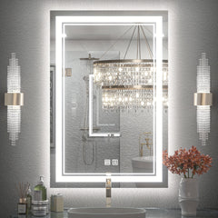 Miroir de salle de bain mural vertical à LED AISU avec fonction antibuée et luminosité réglable