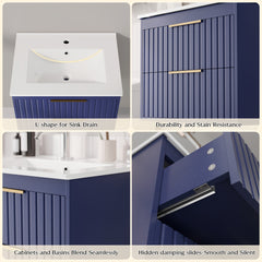 Meuble-lavabo mural blanc AISU de 24 po avec lavabo