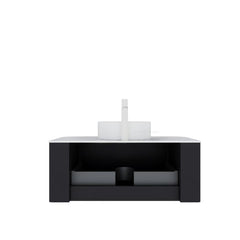 36" Badezimmerwaschtisch mit Waschbecken, Farbe Schwarz 