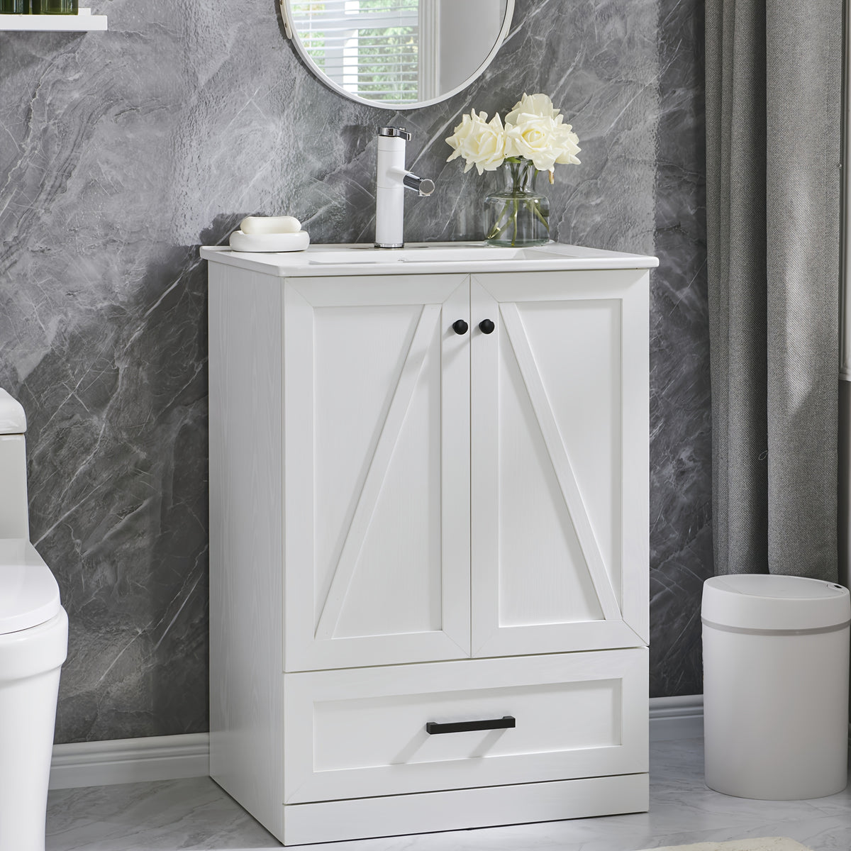 AISU 24" Farmhouse Bathroom Vanity with Sink