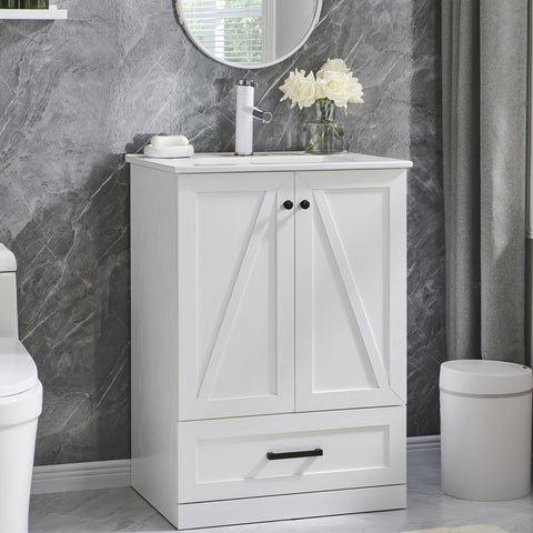 AISU 24" Farmhouse Badezimmer-Waschtisch mit Waschbecken