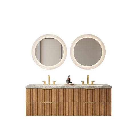 60" Badezimmerwaschtisch mit Waschbecken, wandmontierter Badezimmerschrank mit Schubladen 