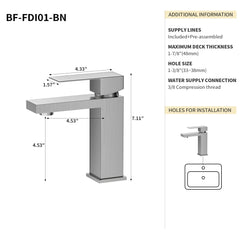 Robinet de lavabo de salle de bain à poignée unique certifié CUPC AISU 7,11 po
